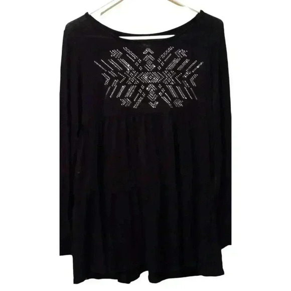 Ladies Black Shirt With Beautiful Accents, By Justice - Picture 1 of 7